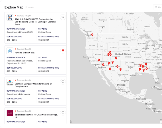 Interactive Map Search for Contract Opportunities